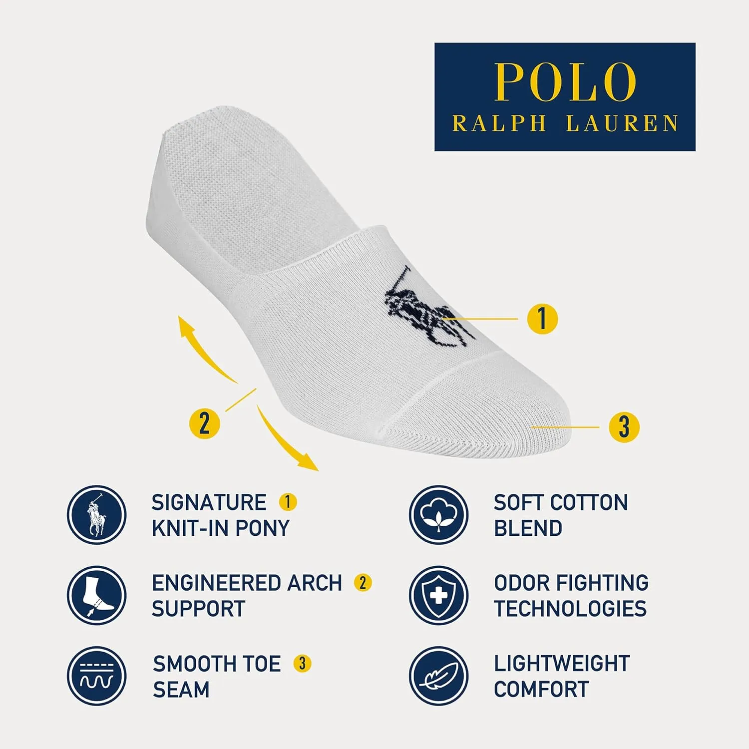 Polo Ralph Lauren Men's Light Weight Liner Socks (3 Pairs)