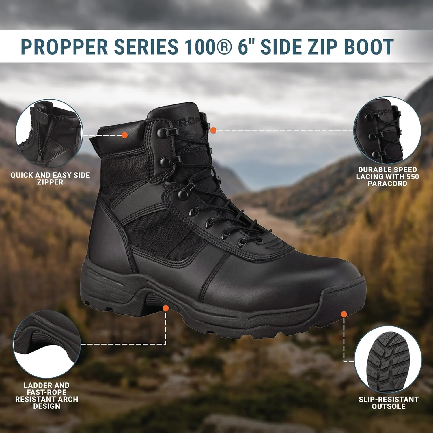 Propper Men's Series 100 6" Side Zip Boot Military and Tactical