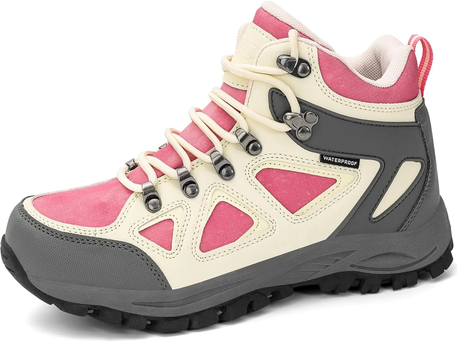 R CORD Kids Hiking Boots Girls Hiking Boots Waterproof Non-Slip for Outdoor Lace-Up Closure Durable TPR Traction Outsole Kids Hiking Shoes