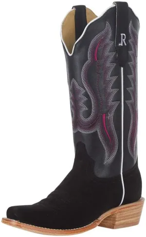 R Womens Black Roughout 13in Black Boot
