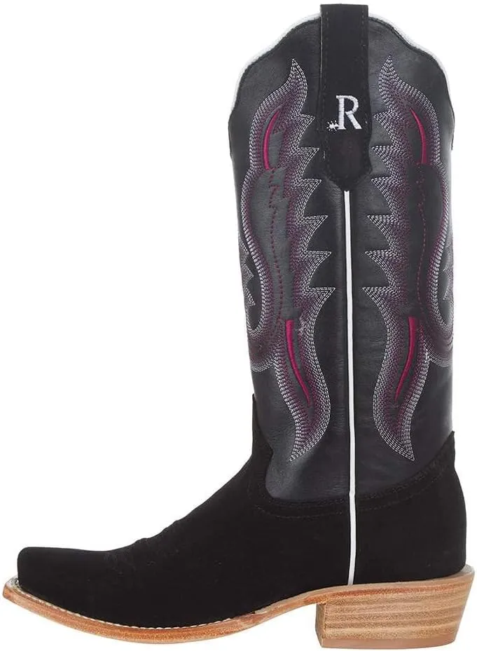 R Womens Black Roughout 13in Black Boot