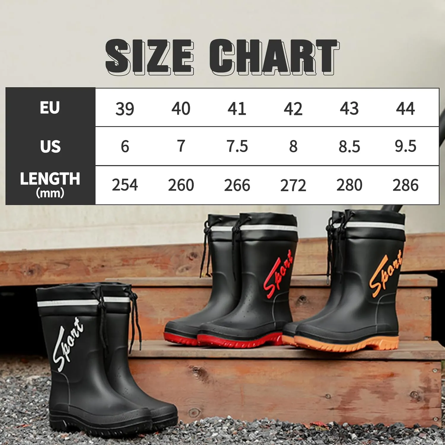 Rain Boots for Men, Waterproof Rubber Boots Mens Garden Boots, Comfort Lightweight Raining Shoes, Elastic Chelsea Ankle Rain Boots Fishing Shoes for Yard Farm Outdoor Work
