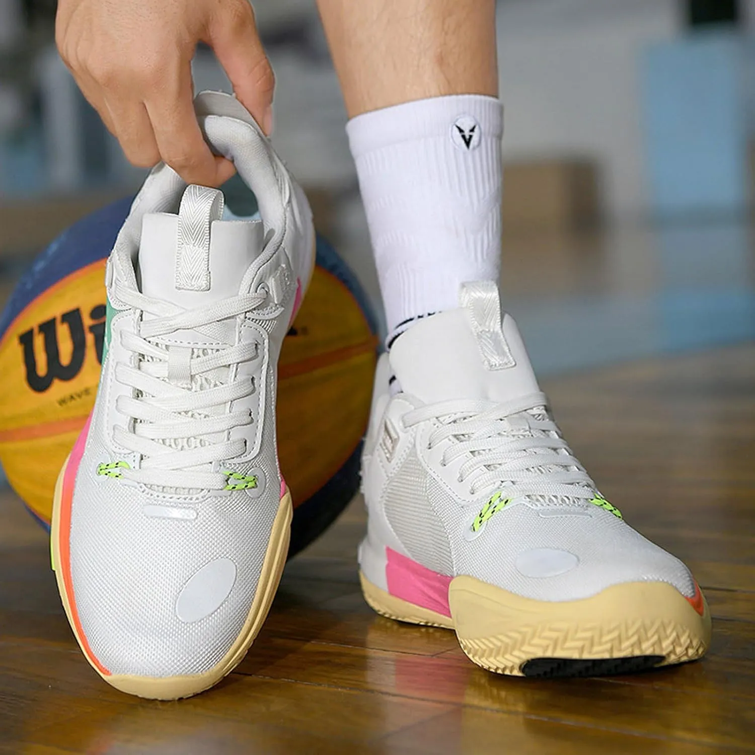 Ravr Road Men's Breathable Non-Slip Basketball Sneakers Athletic Sport Shoes with Rubber Outsole Comfortable Casual Design for Outdoor & Indoor Play