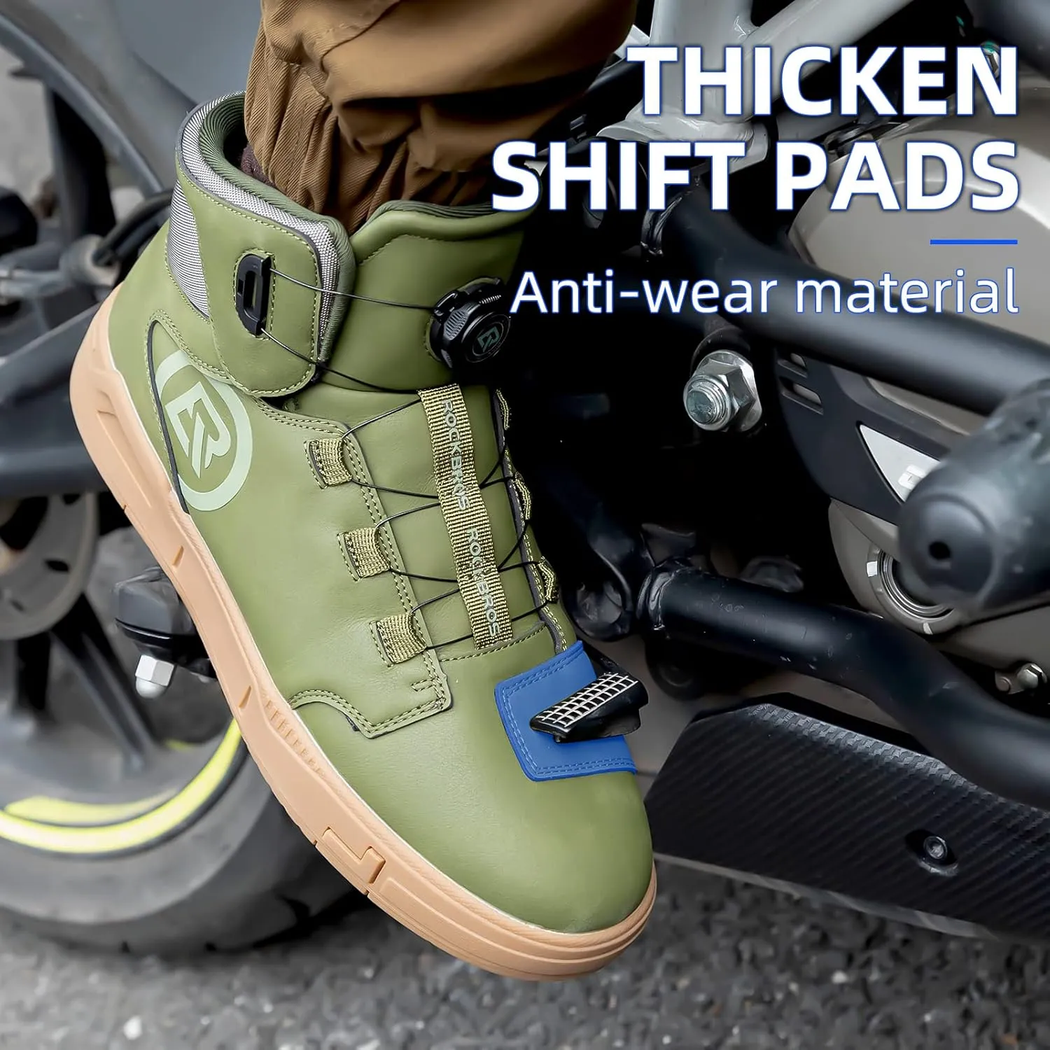 ROCKBROS Motorcycle Shoes for Men Reinforced Leather Motorcycle Riding Shoes Anti-Slip Breathable Motorcycle Riding Boots Motorcycle Protective Footwear