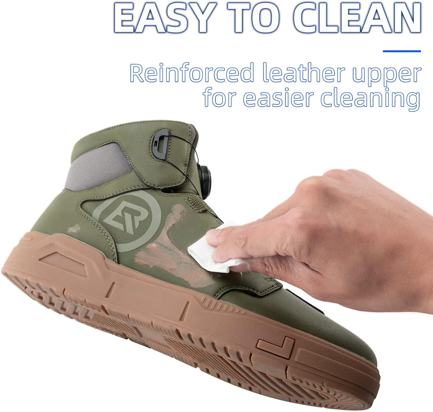 ROCKBROS Motorcycle Shoes for Men Reinforced Leather Motorcycle Riding Shoes Anti-Slip Breathable Motorcycle Riding Boots Motorcycle Protective Footwear