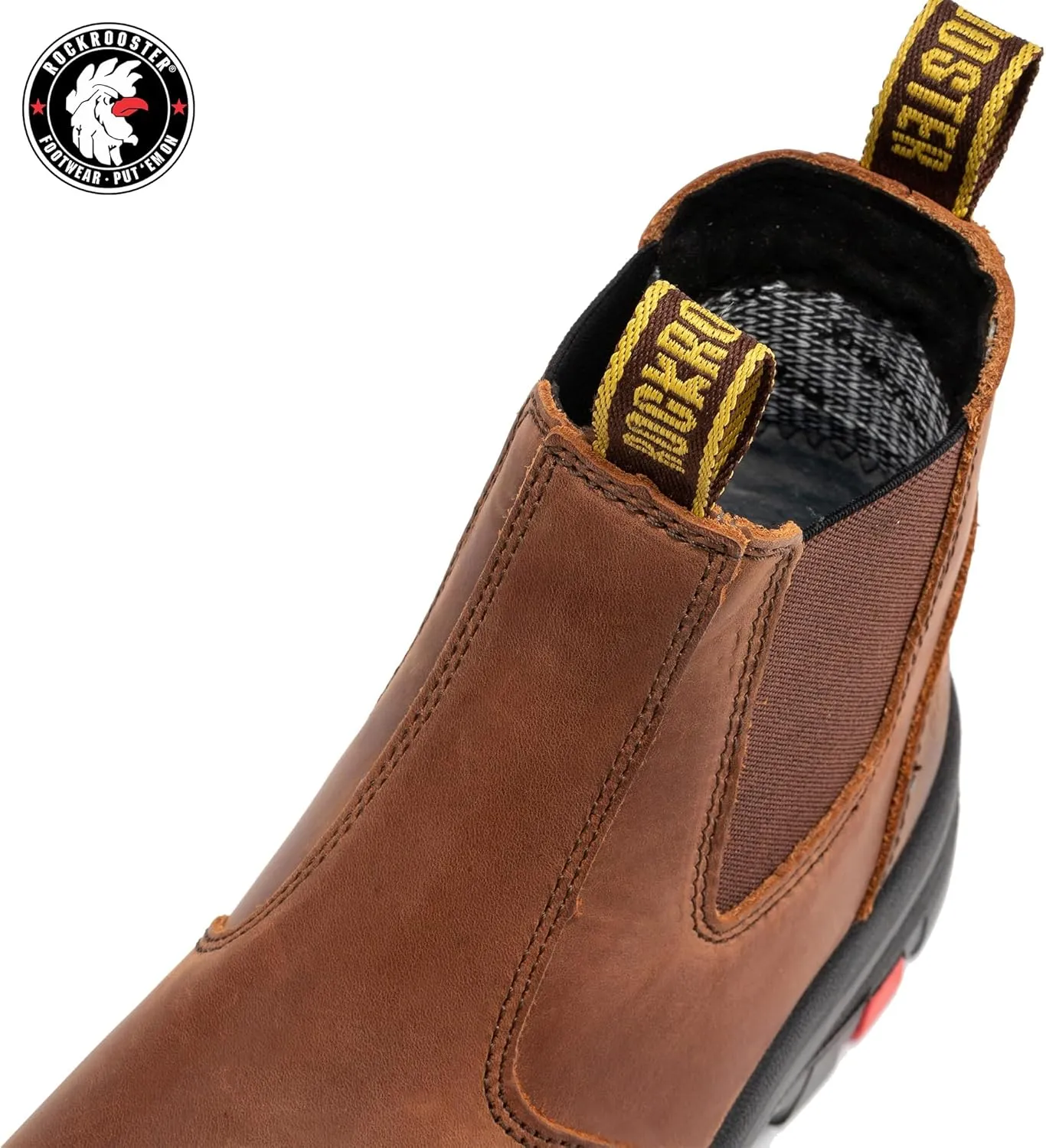 ROCKROOSTER Gammon Men's Slip On Work Boots, 6" Steel Toe Chelsea Work Boots, Toe Cap Oiled Leather Rubber Boots, Arch Support, Coolmax, Comfortable, ASTM F2413-18 Electrical Hazard EH, AK224ST