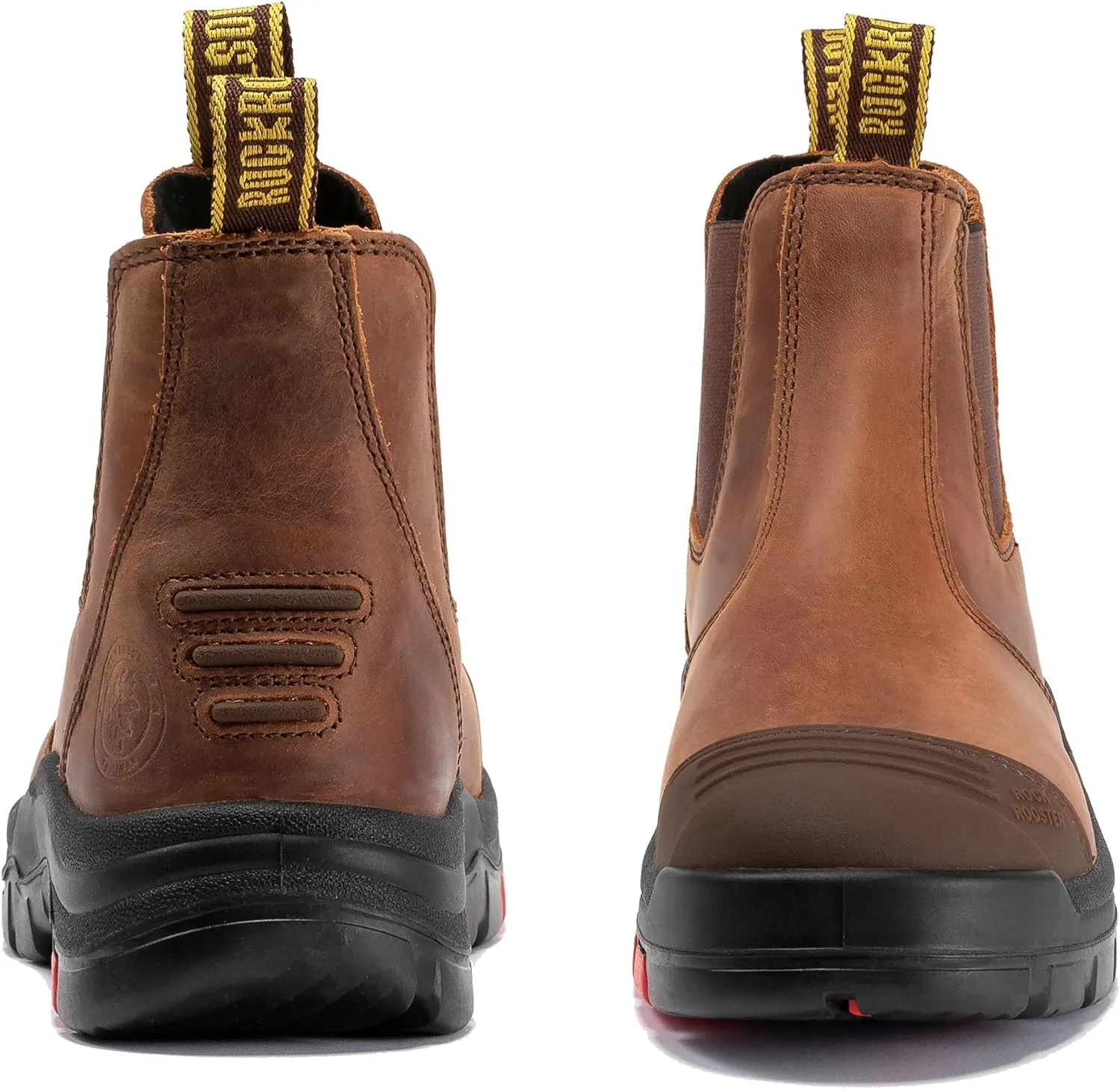 ROCKROOSTER Gammon Men's Slip On Work Boots, 6" Steel Toe Chelsea Work Boots, Toe Cap Oiled Leather Rubber Boots, Arch Support, Coolmax, Comfortable, ASTM F2413-18 Electrical Hazard EH, AK224ST