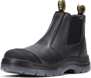 ROCKROOSTER Work Boots for Men, 6 inch Steel Toe, Slip On Safety Leather Chelsea Durable and Comfortable Work Shoes (AK227, AK222)