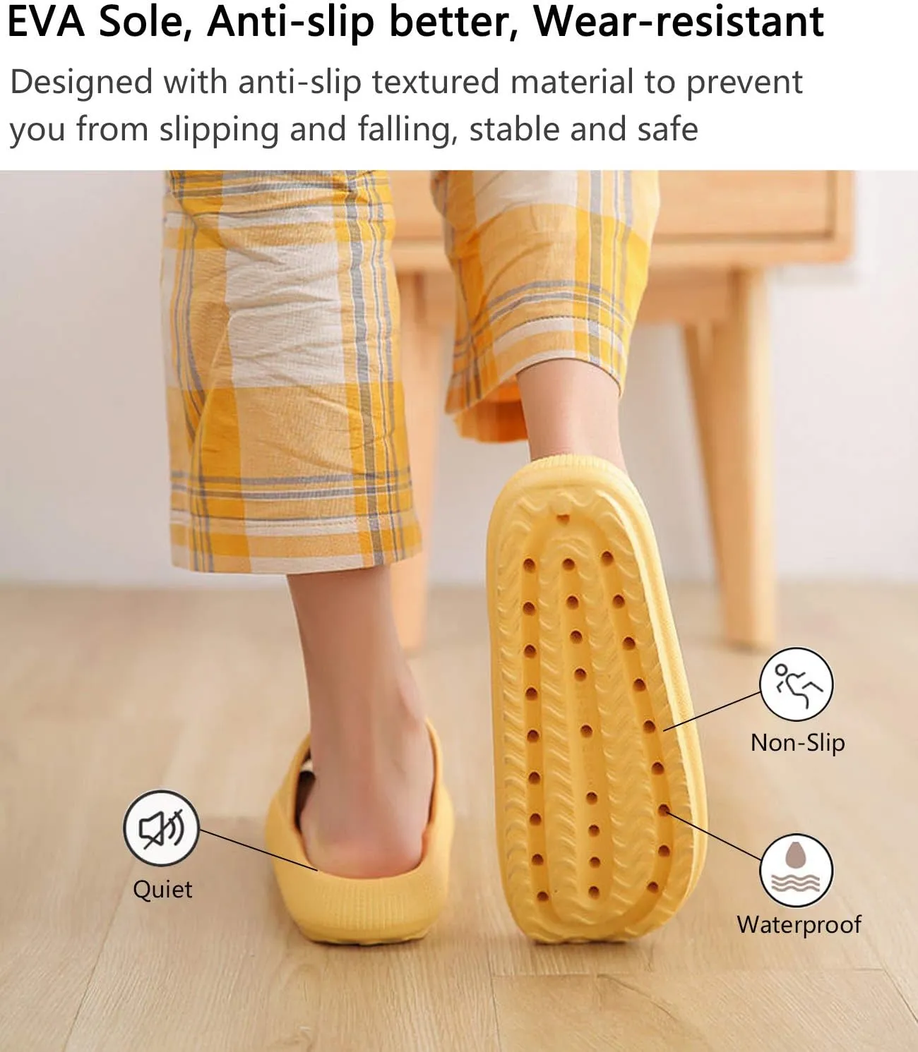 rosyclo Pillow Slippers for Women, Non-Slip Massage Foam Shower Bathroom Home Floor Thick Sole Quick Drying Cloud Cushion Womens Mens Sandals, Soft Comfortable Platform Open Toe Shoes