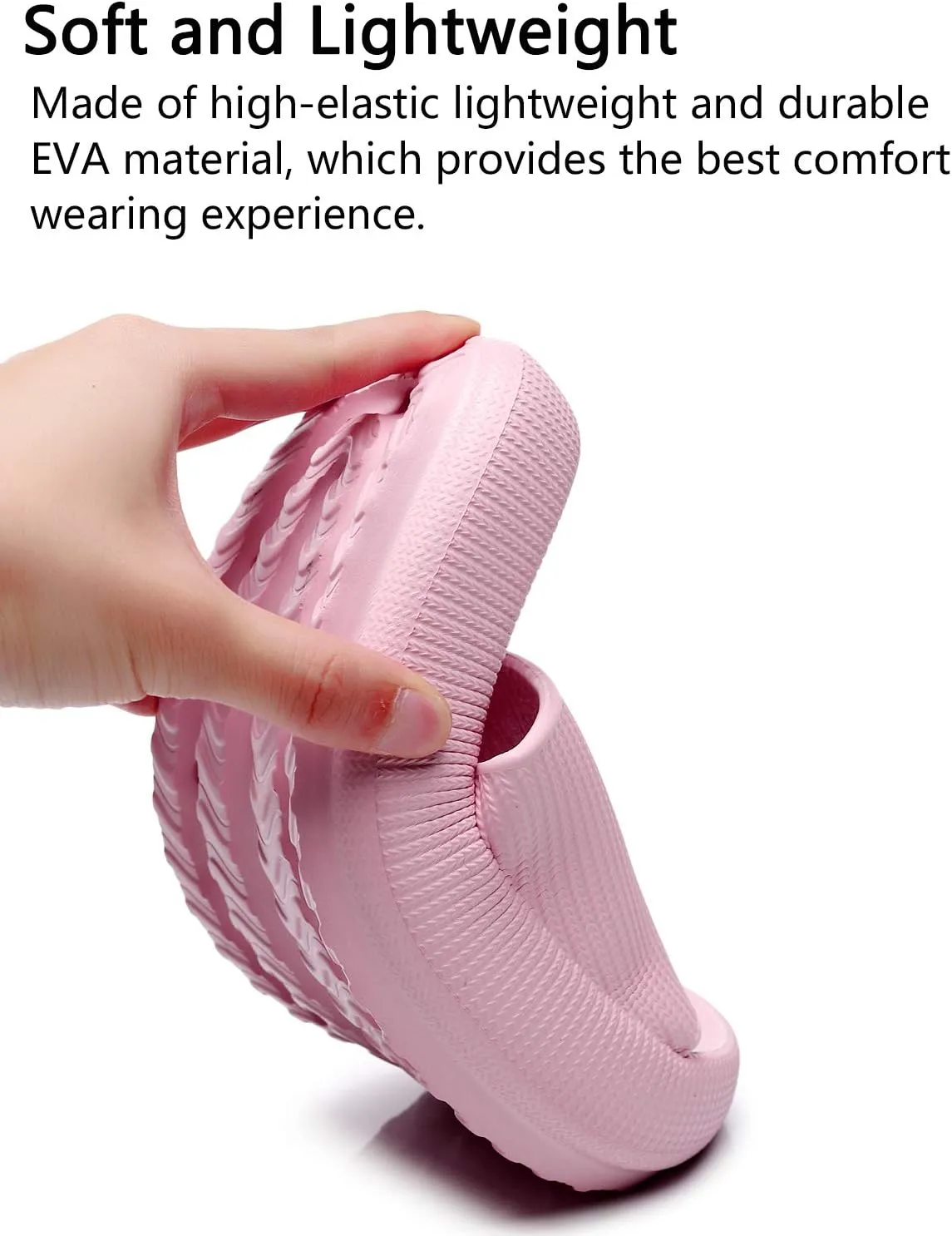 rosyclo Pillow Slippers for Women, Non-Slip Massage Foam Shower Bathroom Home Floor Thick Sole Quick Drying Cloud Cushion Womens Mens Sandals, Soft Comfortable Platform Open Toe Shoes