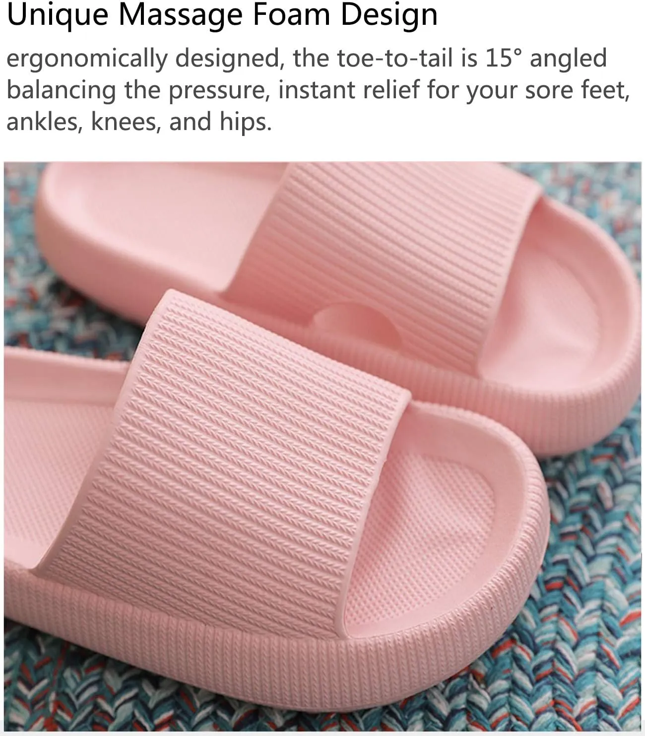 rosyclo Pillow Slippers for Women, Non-Slip Massage Foam Shower Bathroom Home Floor Thick Sole Quick Drying Cloud Cushion Womens Mens Sandals, Soft Comfortable Platform Open Toe Shoes