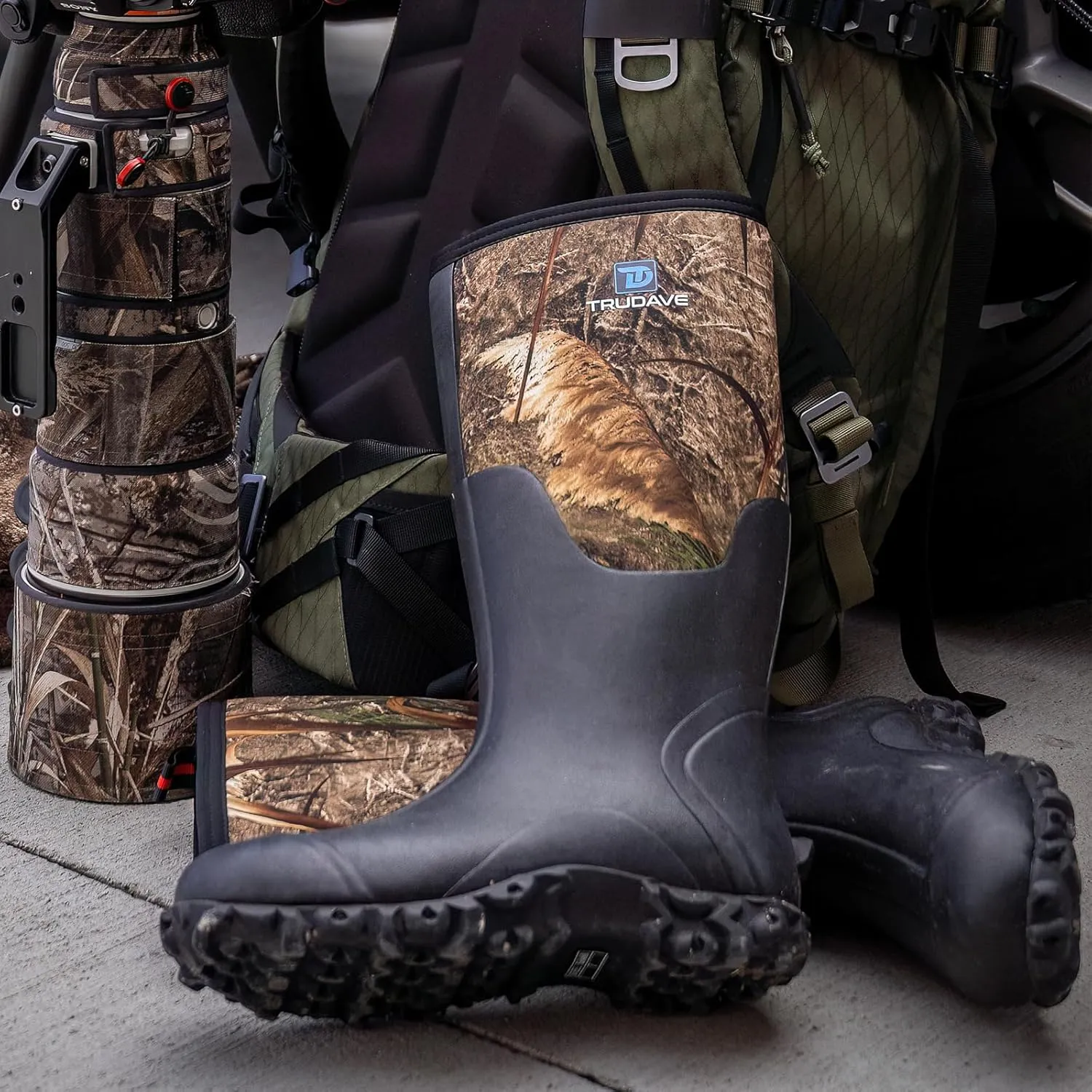 Rubber Boots for Men with Steel Shank, Waterproof Insulated Reliable Rain Boots for Outdoor Work Hunting, Warm Dry 5mm Neoprene Anti-slip All-Season Mud Boots, Size 5-14