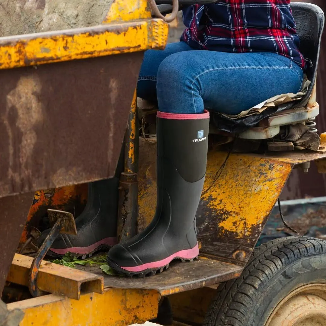 Rubber Boots for Women with Steel Shank, Waterproof Insulated Mud Rain Boots, 6mm Neoprene Anti-slip Outdoor Work Boots, Size 6-11