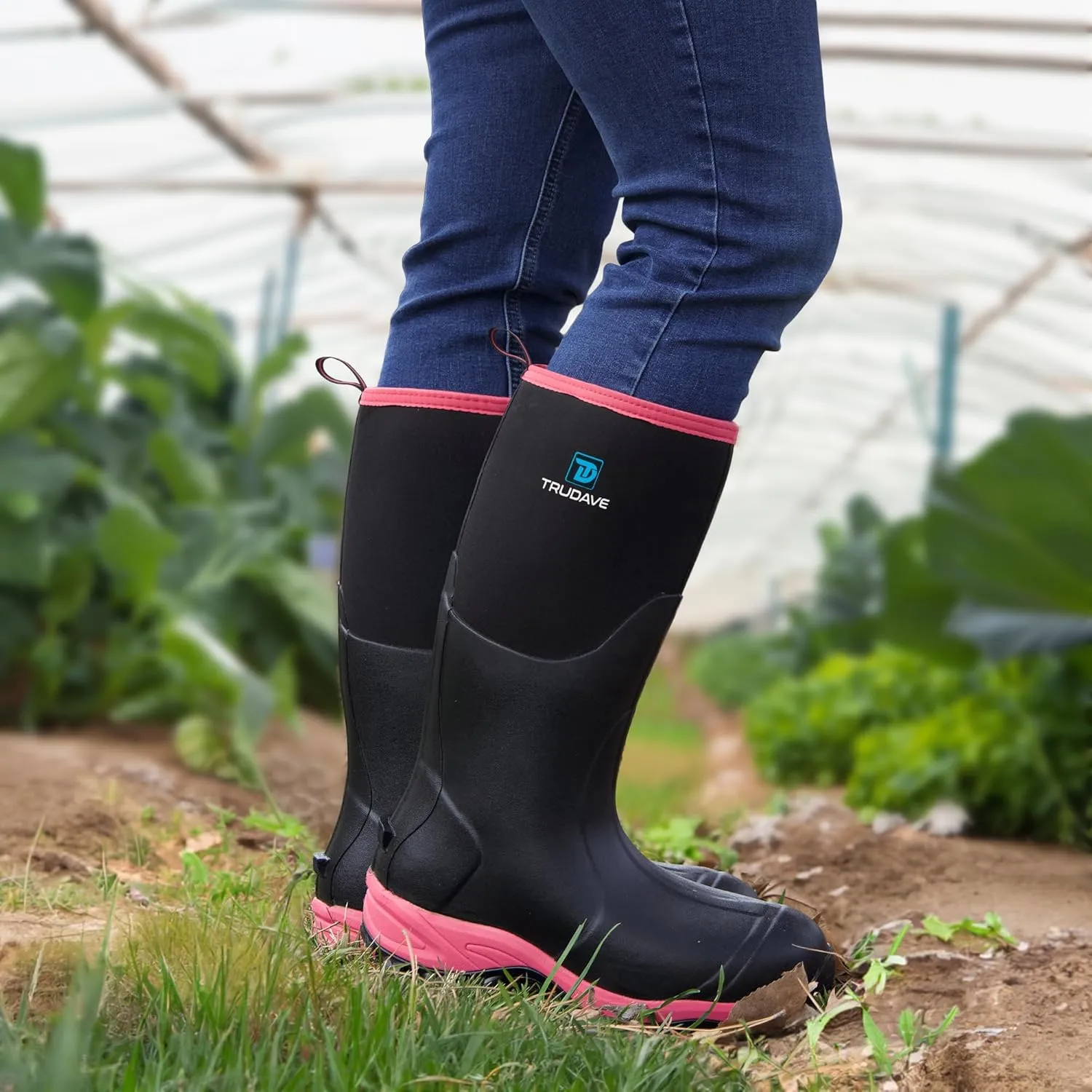 Rubber Boots for Women with Steel Shank, Waterproof Insulated Mud Rain Boots, 6mm Neoprene Anti-slip Outdoor Work Boots, Size 6-11