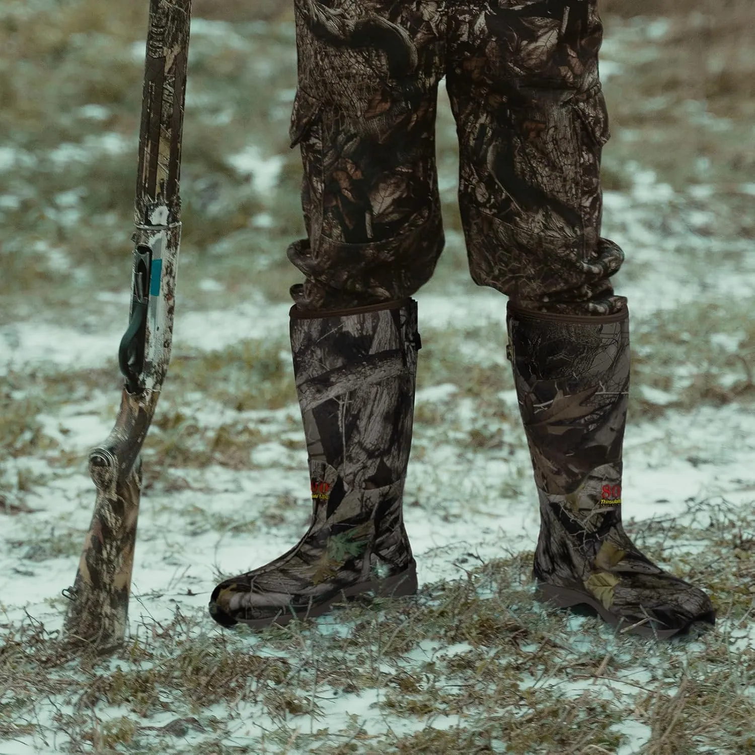 Rubber Hunting Boots for Men with 800g Insulation, Waterproof Insulated 6mm Neoprene Shoes for Outdoor Hunting (Size 6-14)