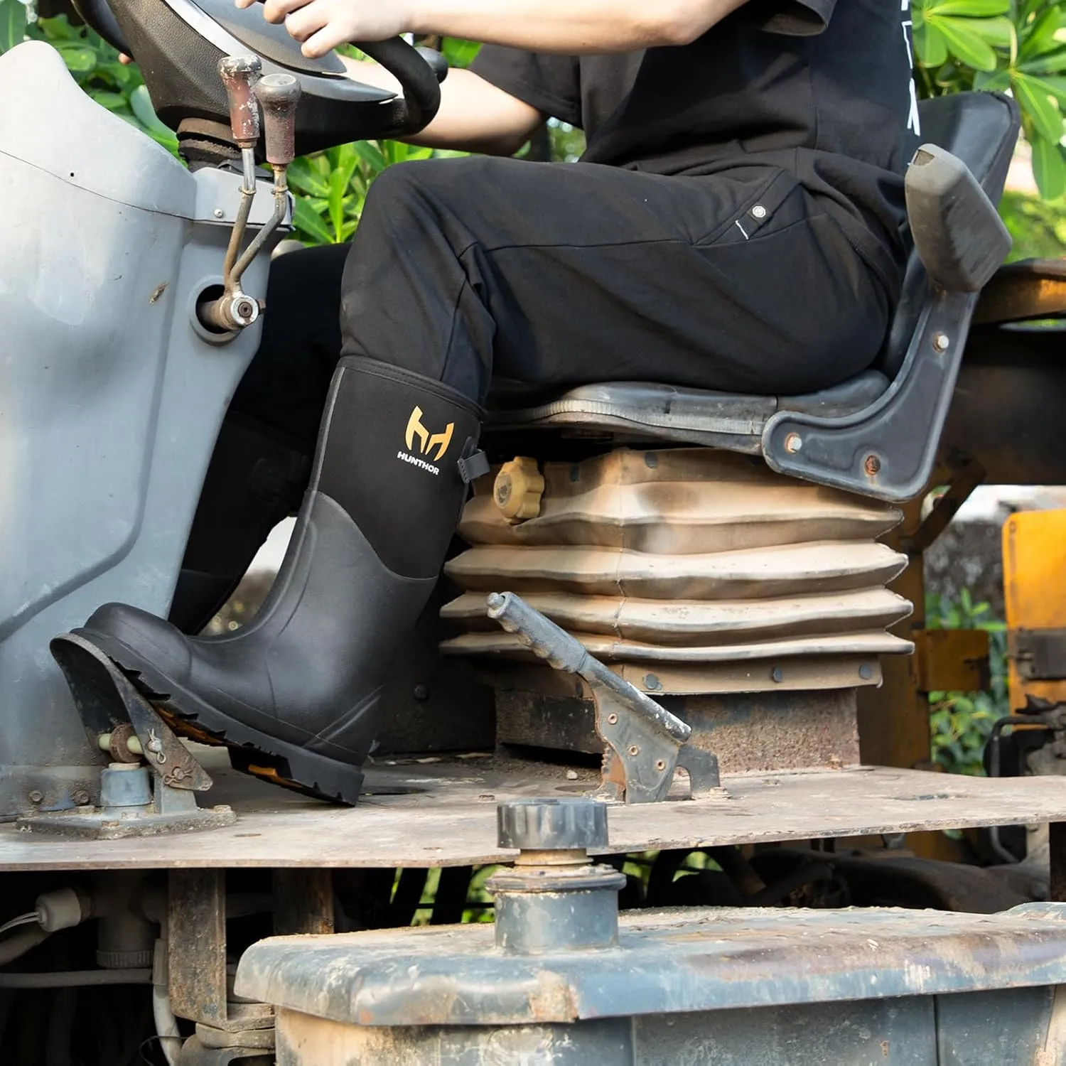 Rubber Work Boots, Puncture-Proof with Steel Toe & Shank, Waterproof Insulated 6mm Neoprene Hunting Boots for Farming, Construction, Gardening, Fishing, Outdoor Work (Size 6-14)