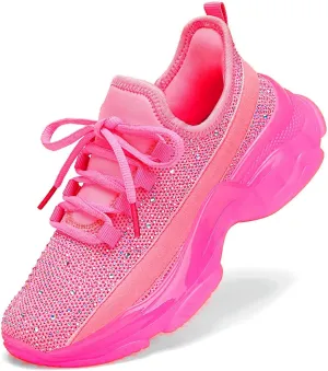 Running Shoes for Women Fashion Rhinestone Sneakers Womens Walking Shoes Comfortable Chunky Ladies Tennis Shoe