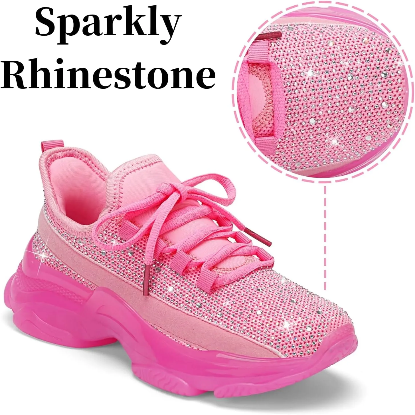 Running Shoes for Women Fashion Rhinestone Sneakers Womens Walking Shoes Comfortable Chunky Ladies Tennis Shoe
