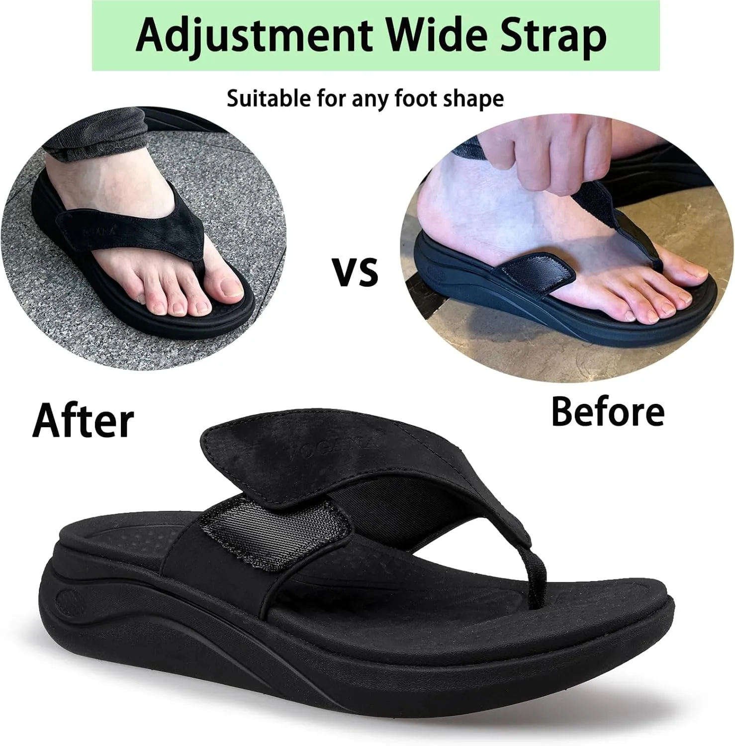 Sandals for Men Adjustable Width Slides Arch Support Orthopedic for Diabetic Plantar Fasciitis Swollen Feet Pain Relief Neuropathy