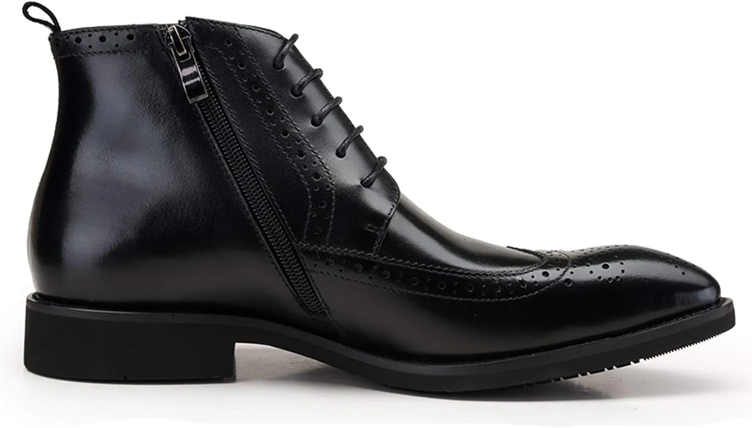 Santimon Men's Brogue Dress Boots Pointed Toe Lace up Ankle Boots Black Oxford Boots