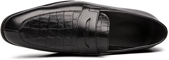 Santimon Mens Penny Loafers with Alligator Print Leather Business Dress Slip on Formal Loafer Shoes for Men
