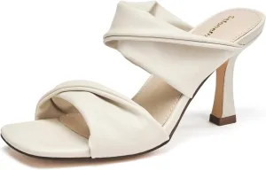 SelenePair Women's Square Open Toe High Heeled Sandals Fashion Stiletto Heel Pumps Backless Peep Toe Slip-on Dress Shoes