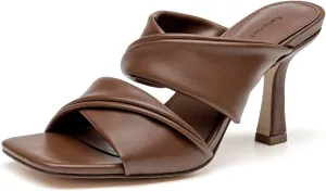 SelenePair Women's Square Open Toe High Heeled Sandals Fashion Stiletto Heel Pumps Backless Peep Toe Slip-on Dress Shoes
