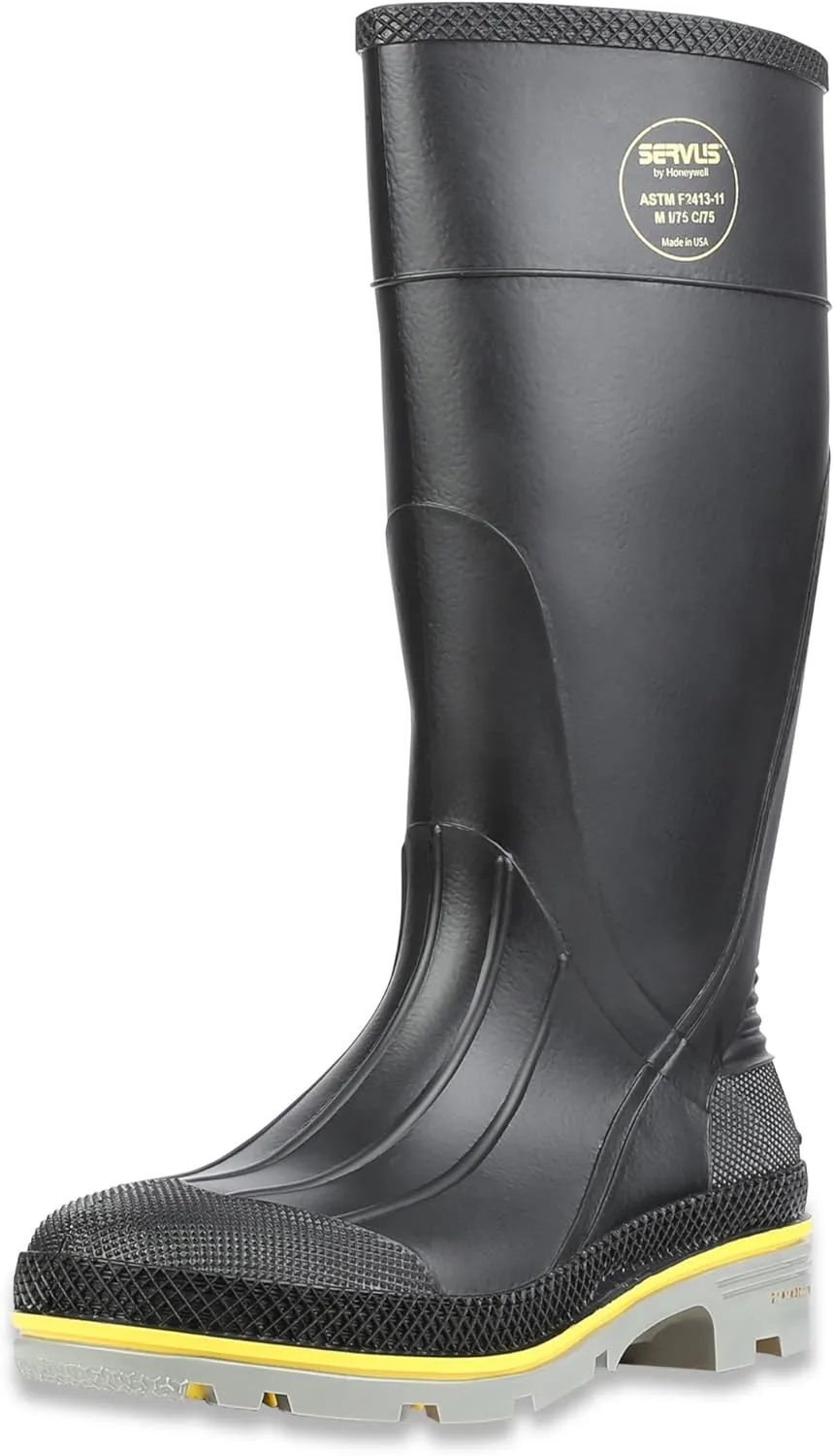 Servus by Honeywell XTP 15"" PVC Chemical-Resistant Steel Toe Men's Work Boots, Black, Yellow & Gray, 10