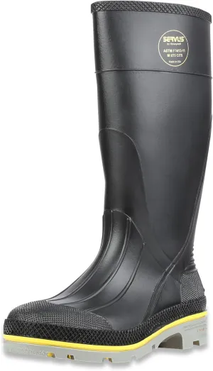 Servus by Honeywell XTP 15"" PVC Chemical-Resistant Steel Toe Men's Work Boots, Black, Yellow & Gray, 10