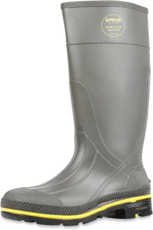 Servus Pro 15" PVC Chemical-Resistant Steel Toe Men's Work Boots, Gray, Yellow & Black (75101), 9