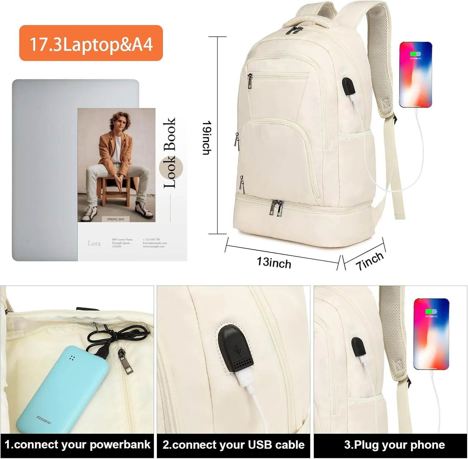seyfocnia Gym Backpack for Men,Gym Bag with Shoe Compartment Lightweight Travel Workout Sports Backpack with USB Charging Port
