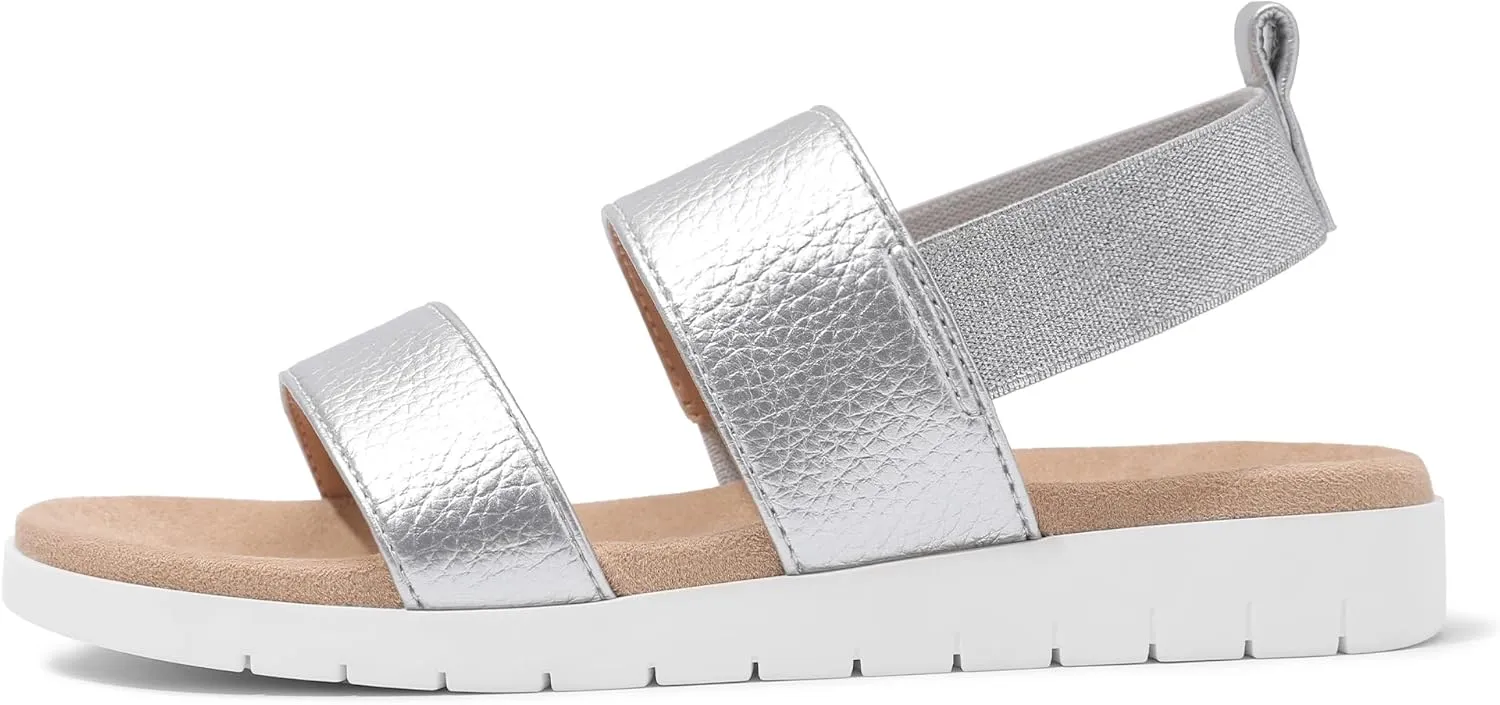 shoeslocker Girls Sandals Summer Shoes Open Toe Elastic Back Strap Sandals Flat for Little Kids Big Kids