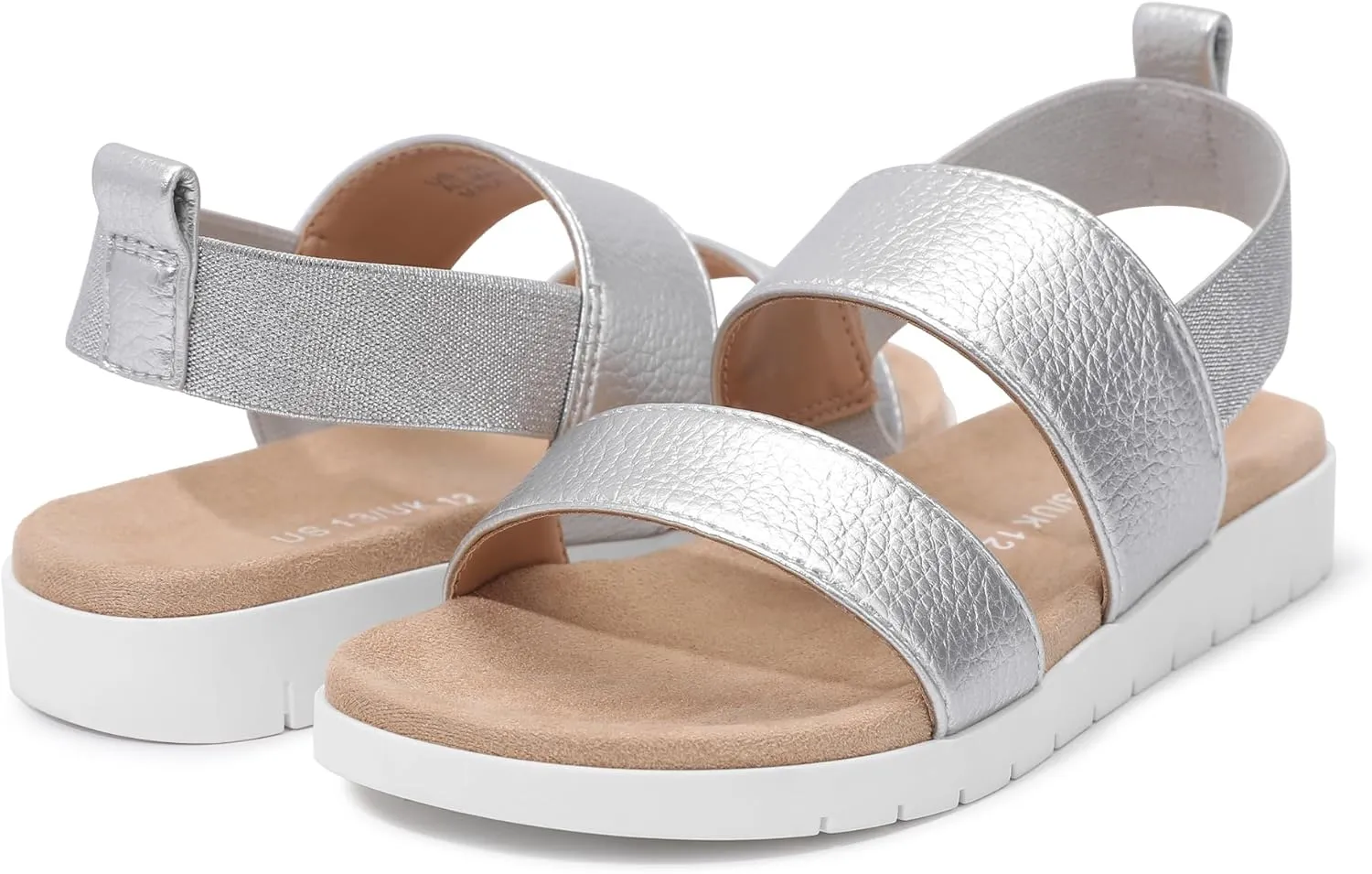 shoeslocker Girls Sandals Summer Shoes Open Toe Elastic Back Strap Sandals Flat for Little Kids Big Kids