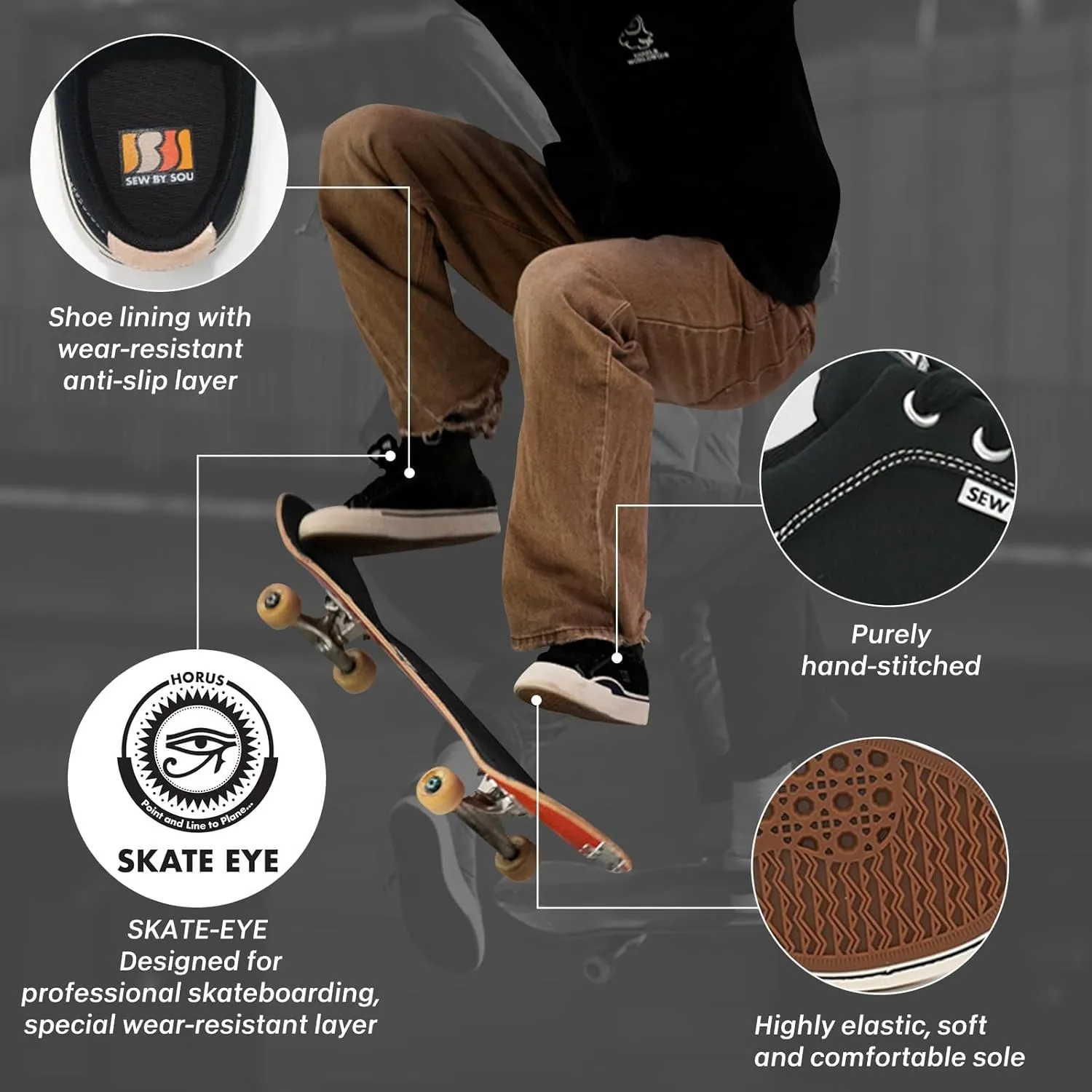 Skate Shoes for Men Women Low Top Pro Skateboard Training Casual Sneakers