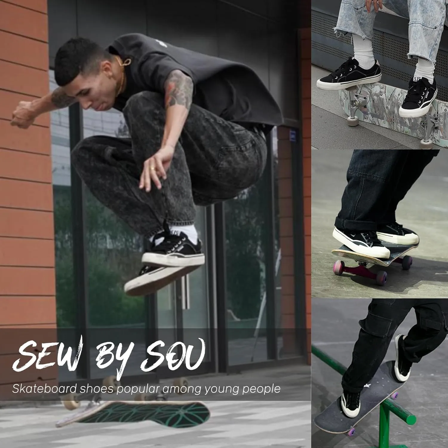 Skate Shoes for Men Women Low Top Pro Skateboard Training Casual Sneakers