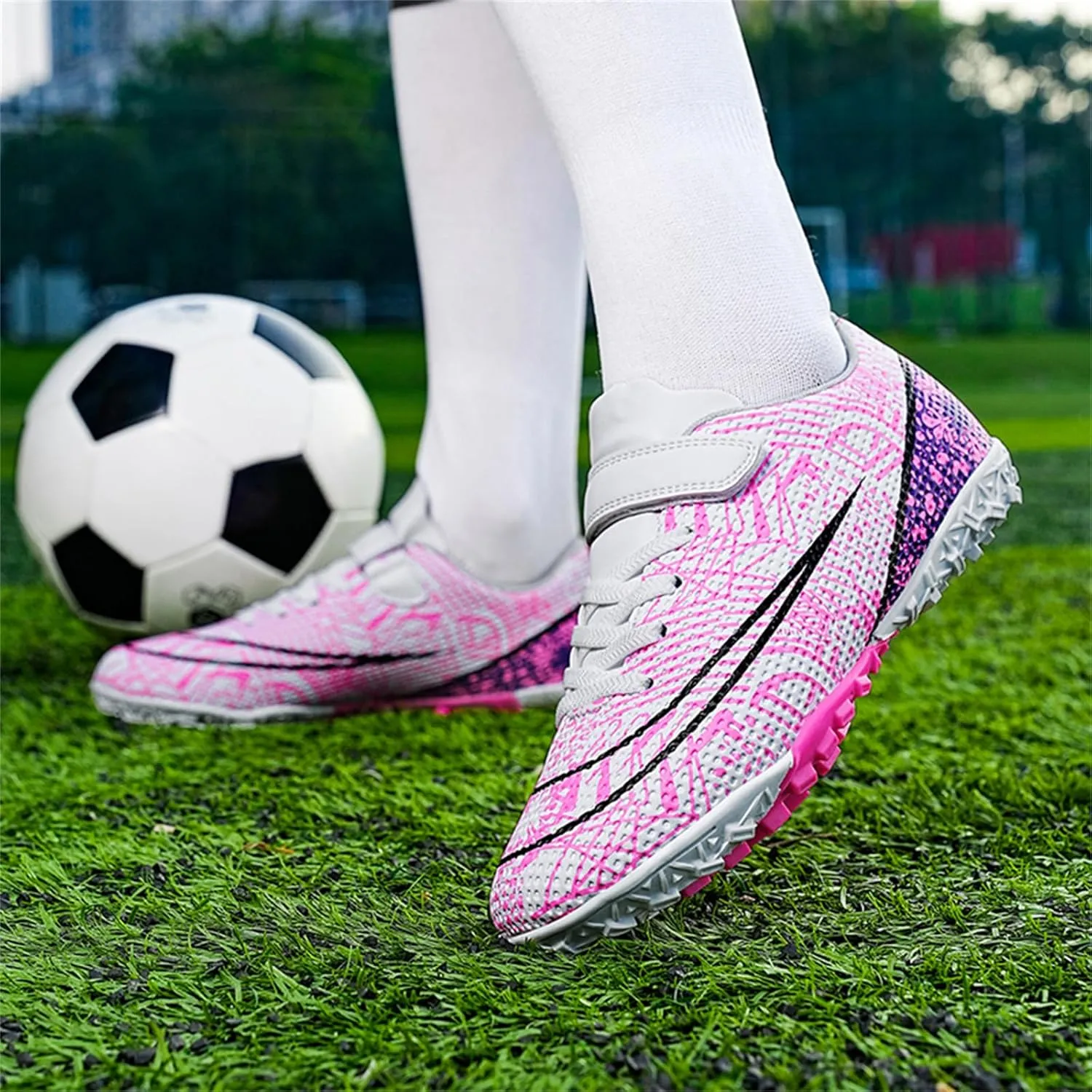Soccer Cleats for Kids Turf Soccer Shoes Indoor Boys Girls Football Shoes Youth TF AG Artificial Ground Trainning Athletic Sneakers Outdoor