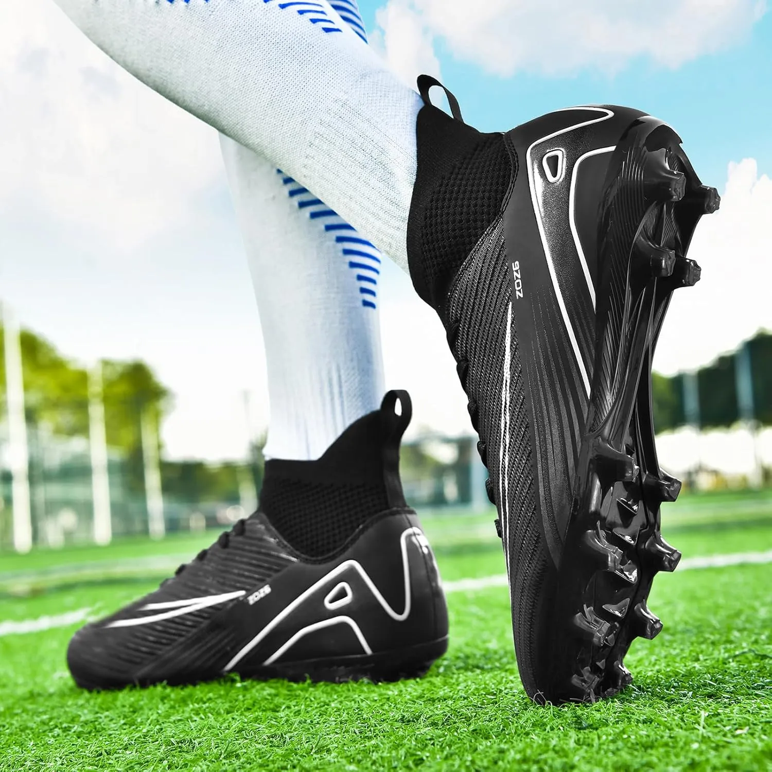 Soccer Cleats for Mens Womens Turf Soccer Shoes Indoor Unisex Football Boots AG FG TF Wide Training Sneaker Outdoor