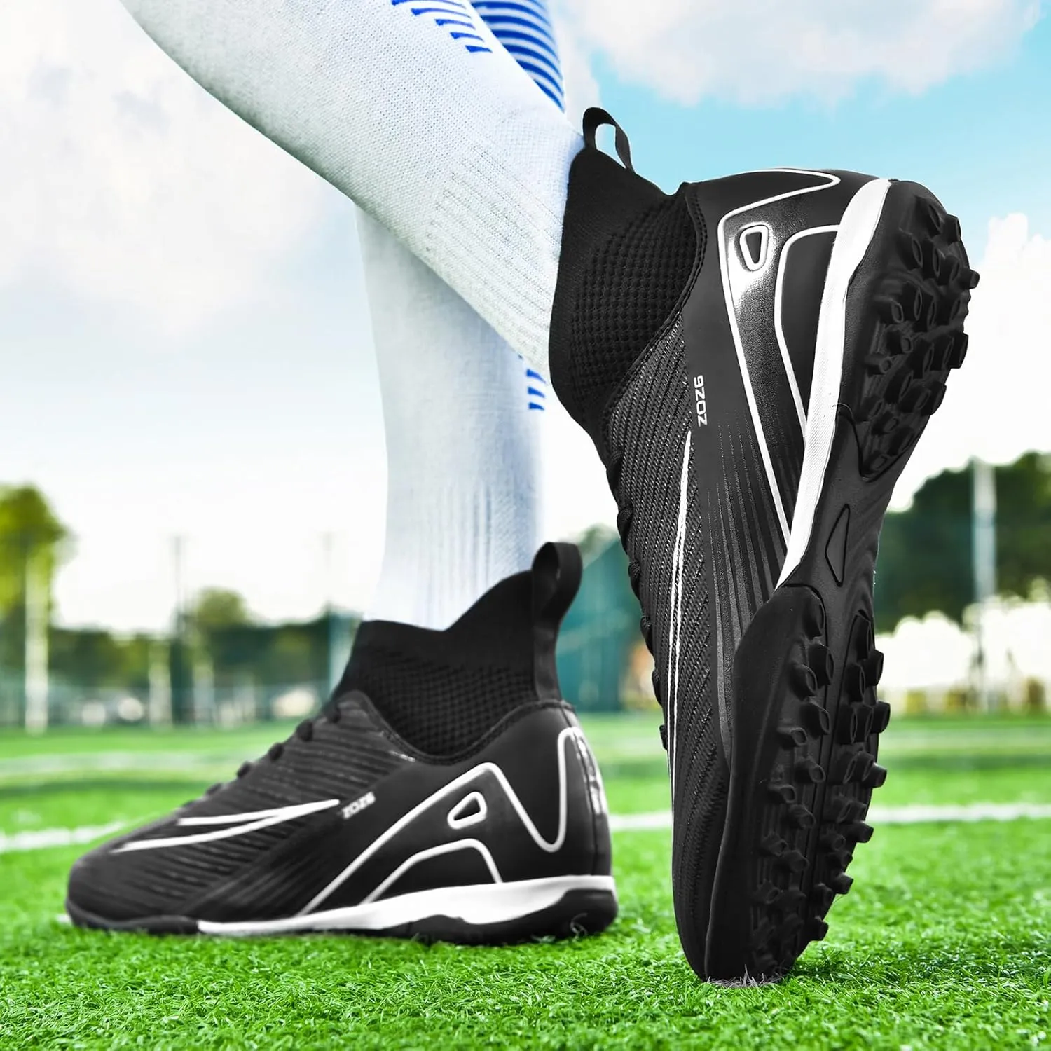 Soccer Cleats for Mens Womens Turf Soccer Shoes Indoor Unisex Football Boots AG FG TF Wide Training Sneaker Outdoor