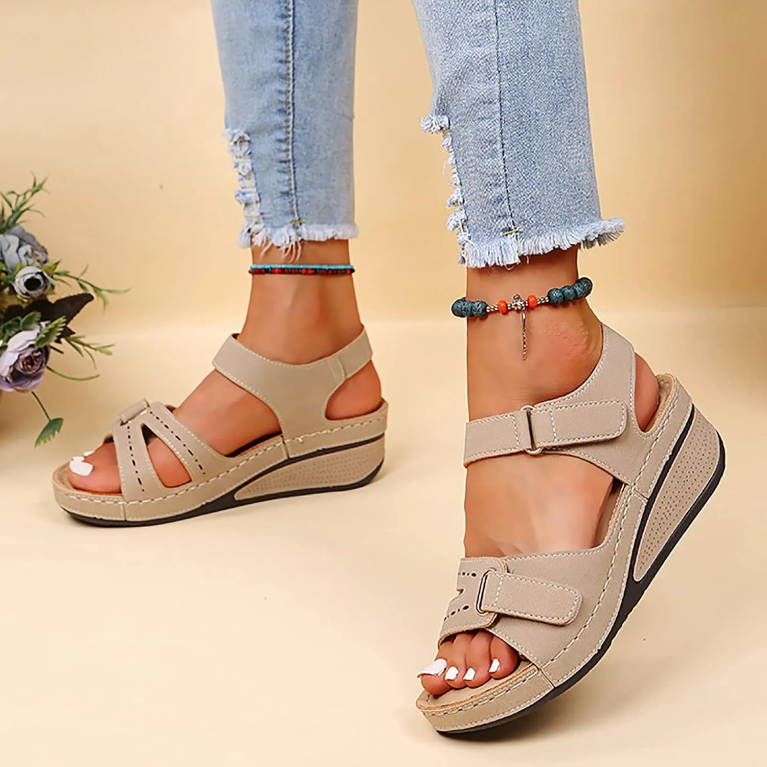 Soft & Stylish Wedge Sandals for Effortless Comfort 2025 Breathable Orthopedic Walking Platform Sandals Women Wide Sandal