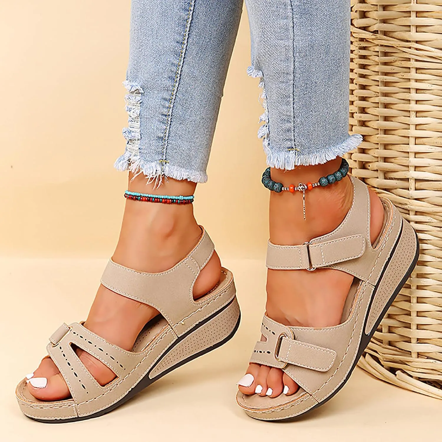 Soft & Stylish Wedge Sandals for Effortless Comfort 2025 Breathable Orthopedic Walking Platform Sandals Women Wide Sandal