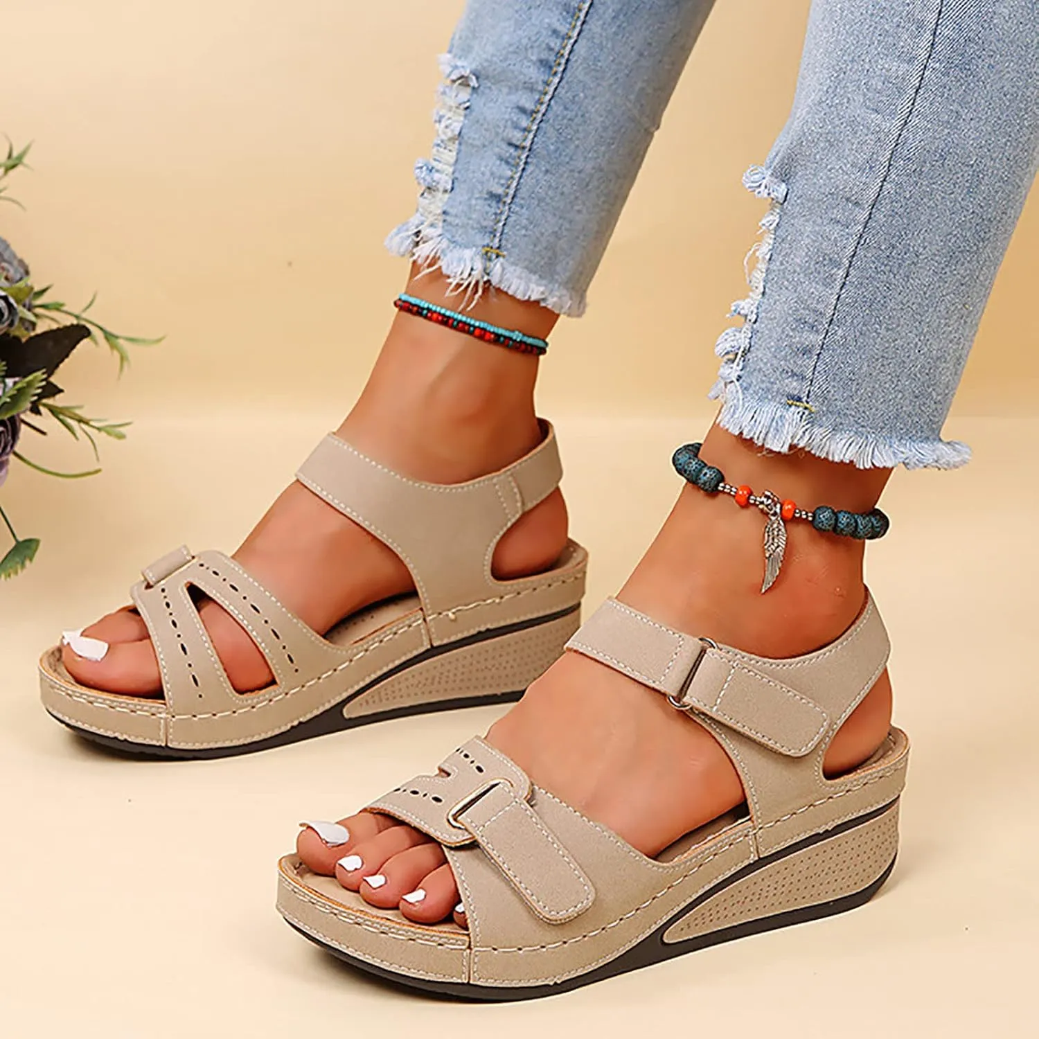 Soft & Stylish Wedge Sandals for Effortless Comfort 2025 Breathable Orthopedic Walking Platform Sandals Women Wide Sandal