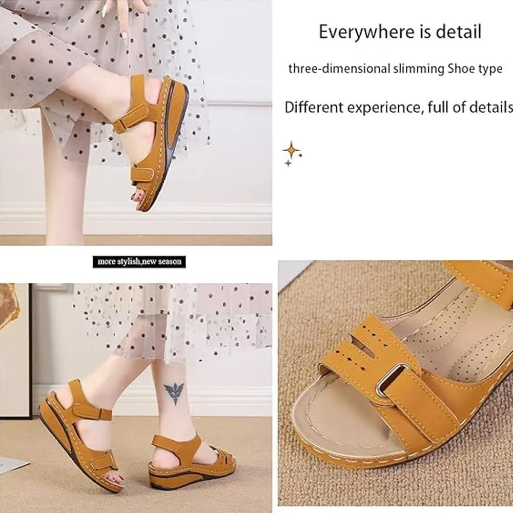 Soft & Stylish Wedge Sandals, Orthopedic Wide Width Wedge Sandals for Women, 2025 Stylish Wedge Red Sandal for Walking