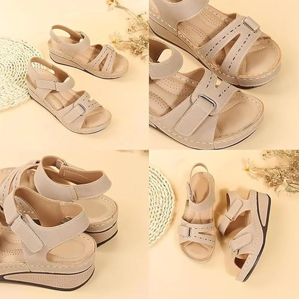 Soft & Stylish Wedge Sandals, Orthopedic Wide Width Wedge Sandals for Women, 2025 Stylish Wedge Red Sandal for Walking