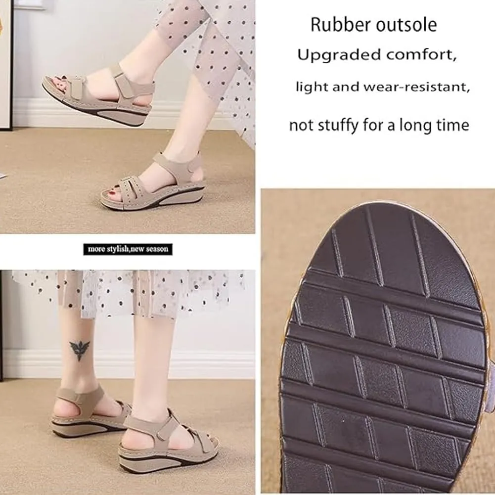 Soft & Stylish Wedge Sandals, Orthopedic Wide Width Wedge Sandals for Women, 2025 Stylish Wedge Red Sandal for Walking