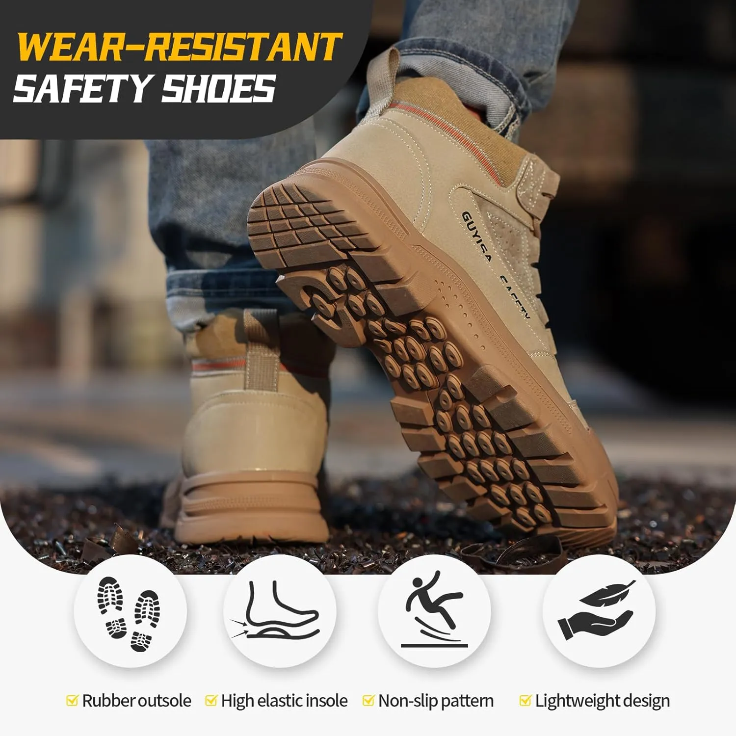 Steel Toe Boots for Men Indestructible Steel Toe Shoes Breathable High Top Work Boots for Men Lightweight Safety Shoes Non Slip Work Shoes Industry Construction Safety Boots