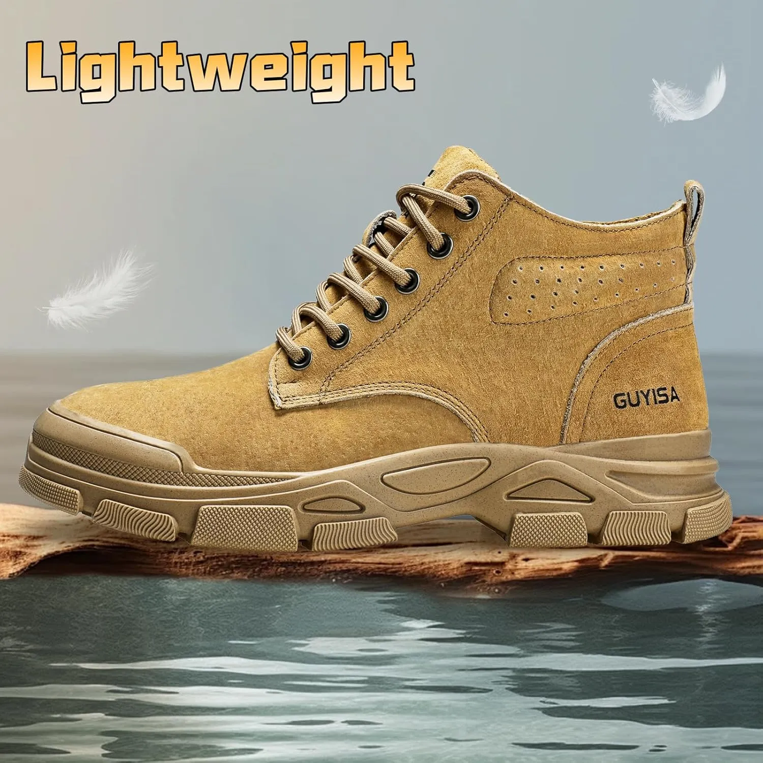 Steel Toe Boots for Men Indestructible Steel Toe Shoes Breathable High Top Work Boots for Men Lightweight Safety Shoes Non Slip Work Shoes Industry Construction Safety Boots