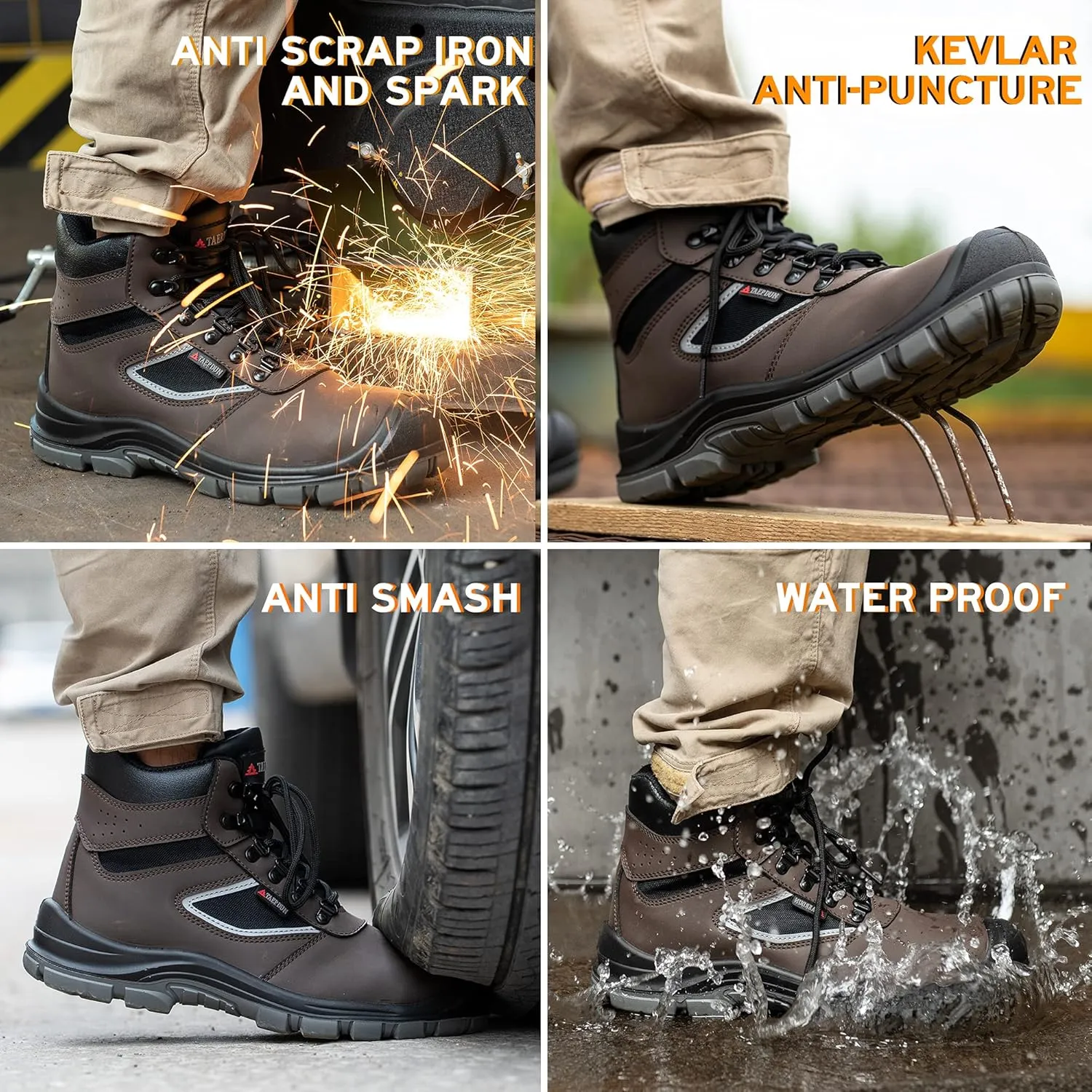 Steel Toe Boots for Men Waterproof Work Safety Shoes Non-slip Breathable Comfort Lightweight, Industrial & Construction Shoes, Indestructible Welding Boots
