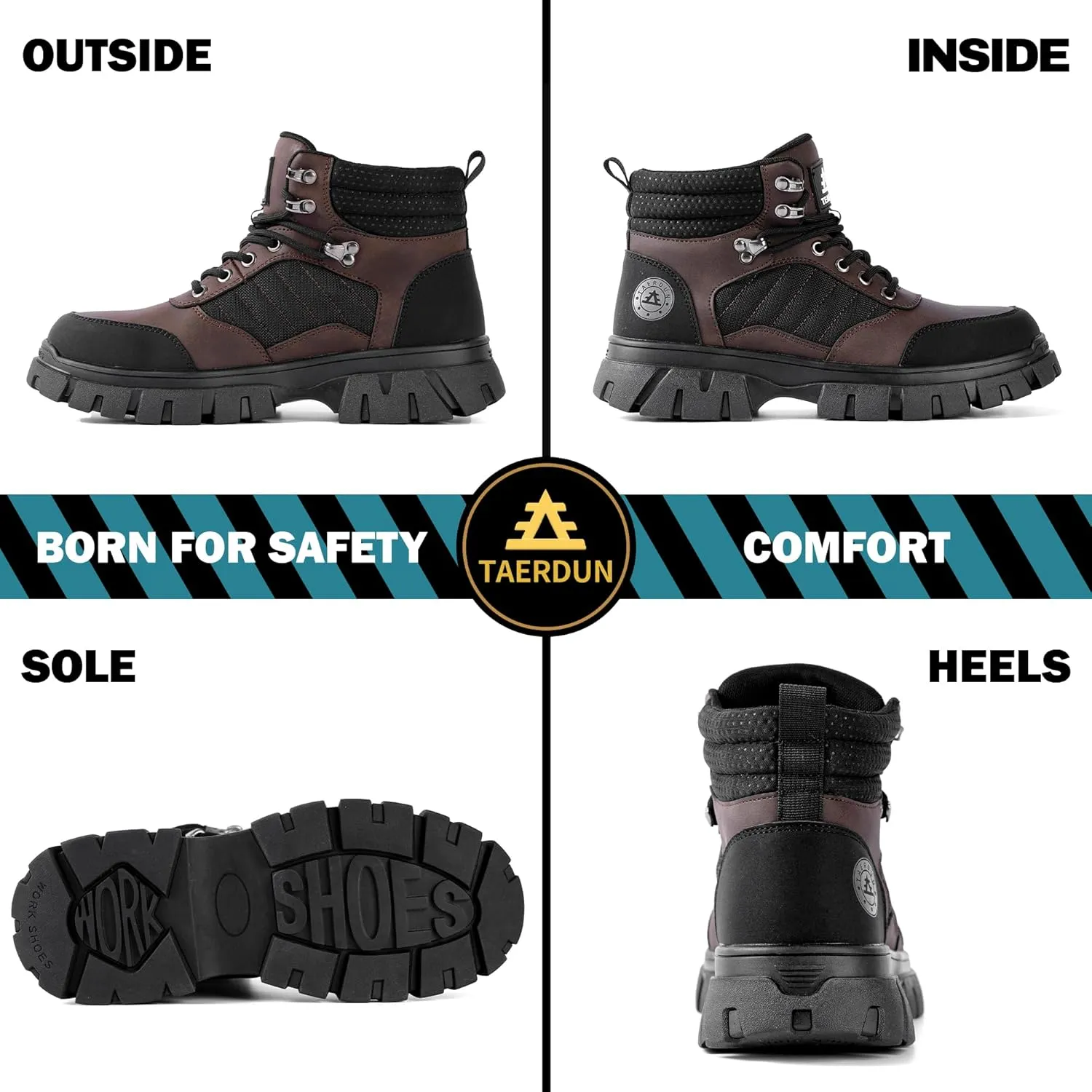 Steel Toe Boots for Men Waterproof Work Safety Shoes Non-slip Breathable Comfort Lightweight, Industrial & Construction Shoes, Indestructible Welding Boots