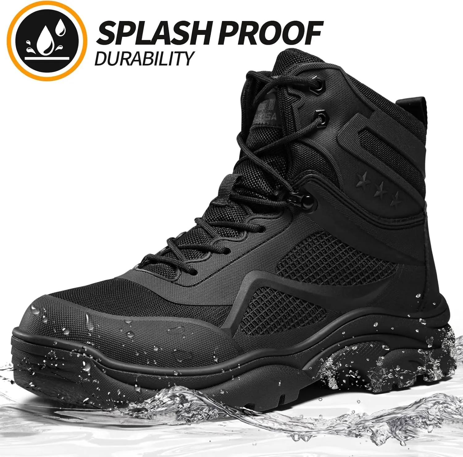 Steel Toe Boots for Men Work Boots for Men Breathable High Top Work Shoes Lightweight Indestructible Safety Shoes Industry Construction Safety Footwear