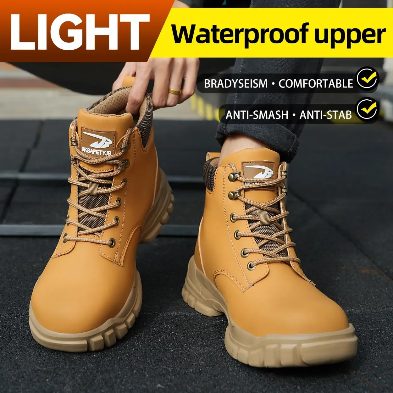 Steel Toe Boots for Women Wateproof Safety Shoes Men Lightweight Composite Toe Boots Leather Construction Steel work Shoes